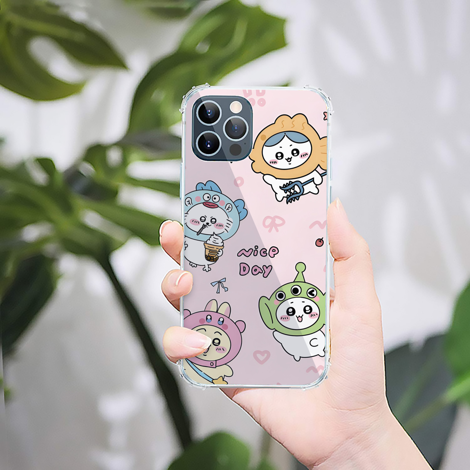 （画像用） ちいかわ Chii-kawa 【iPhone 12シリーズ対応】透明スマホケース（クリアソフトケース）